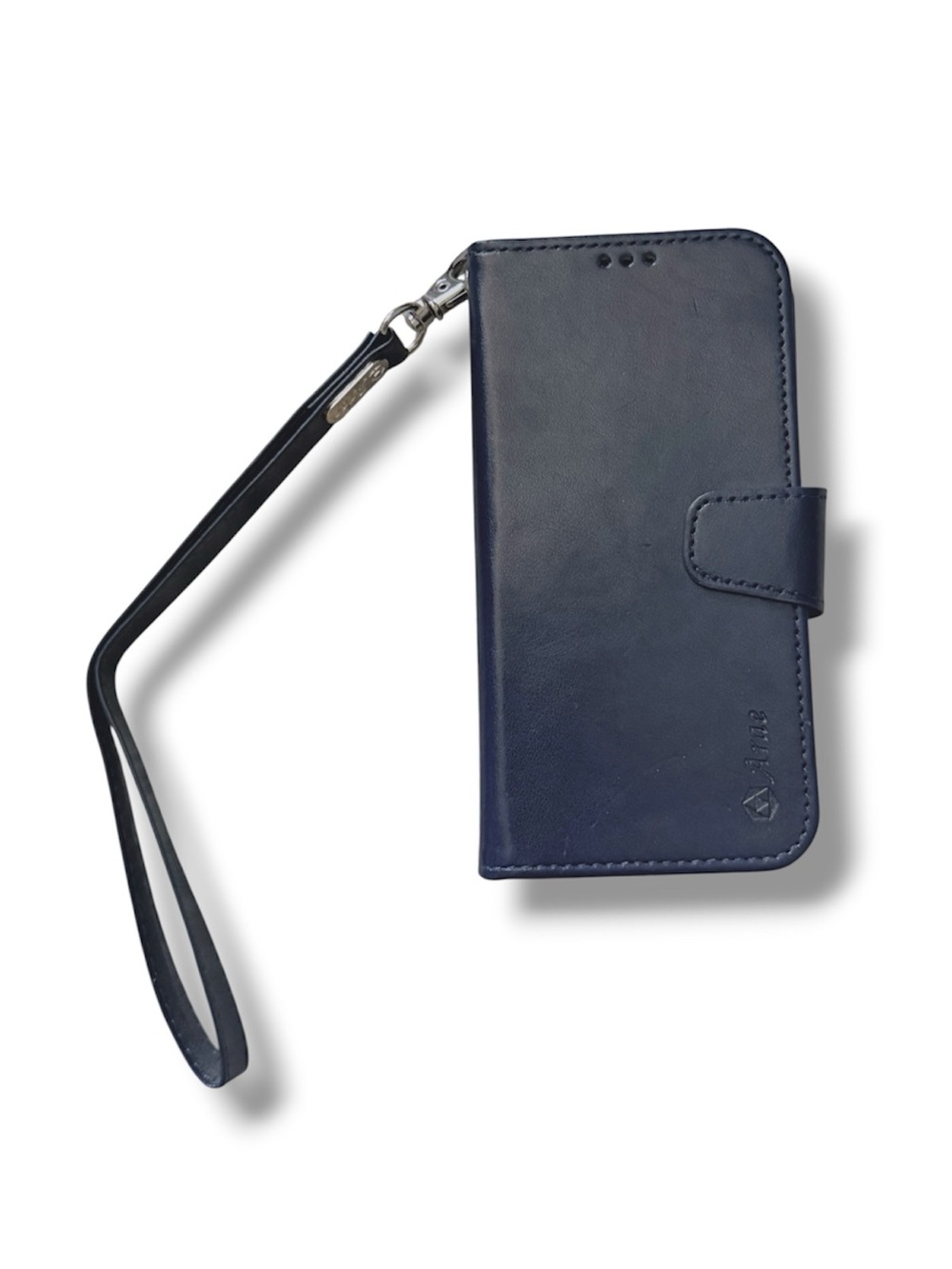 Arae iPhone 12/12 Pro Leather Wallet Phone Case with Wrist Strap - Navy